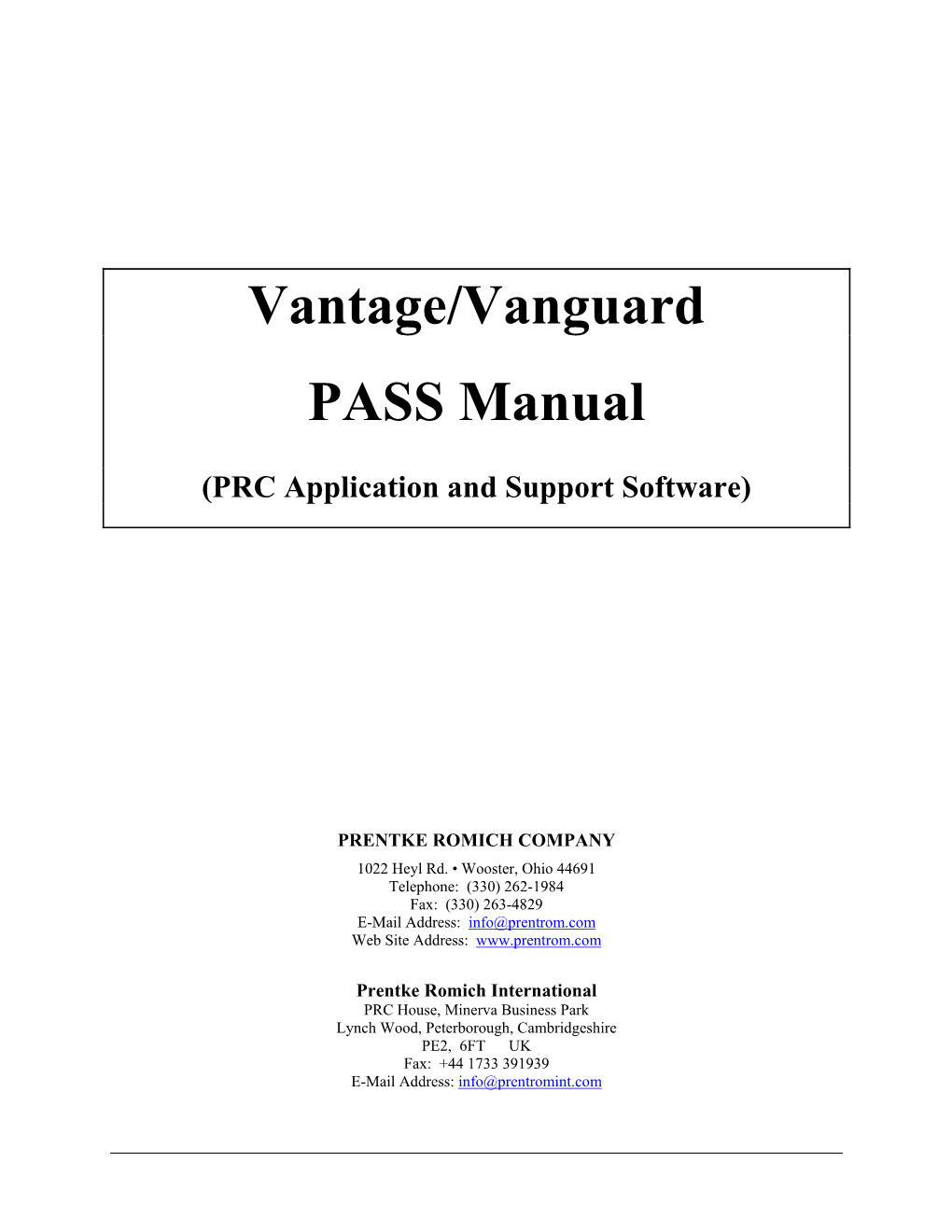 VT/VG PASS Program 9-05