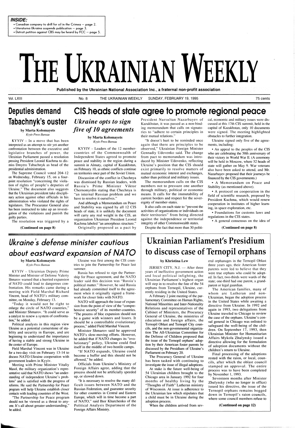 The Ukrainian Weekly 1995, No.8
