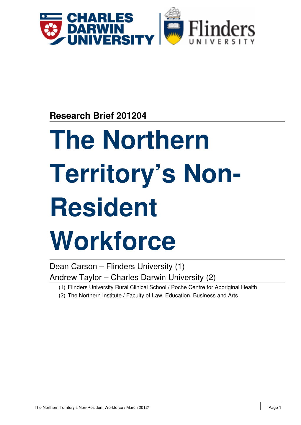 The Northern Territory's Non- Resident Workforce