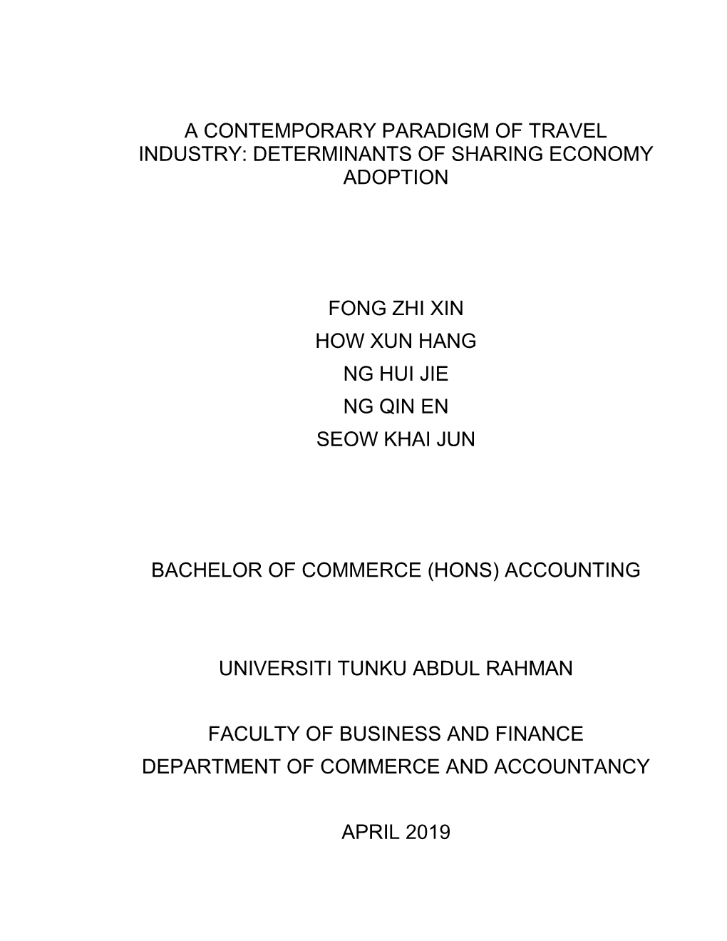 Determinants of Sharing Economy Adoption