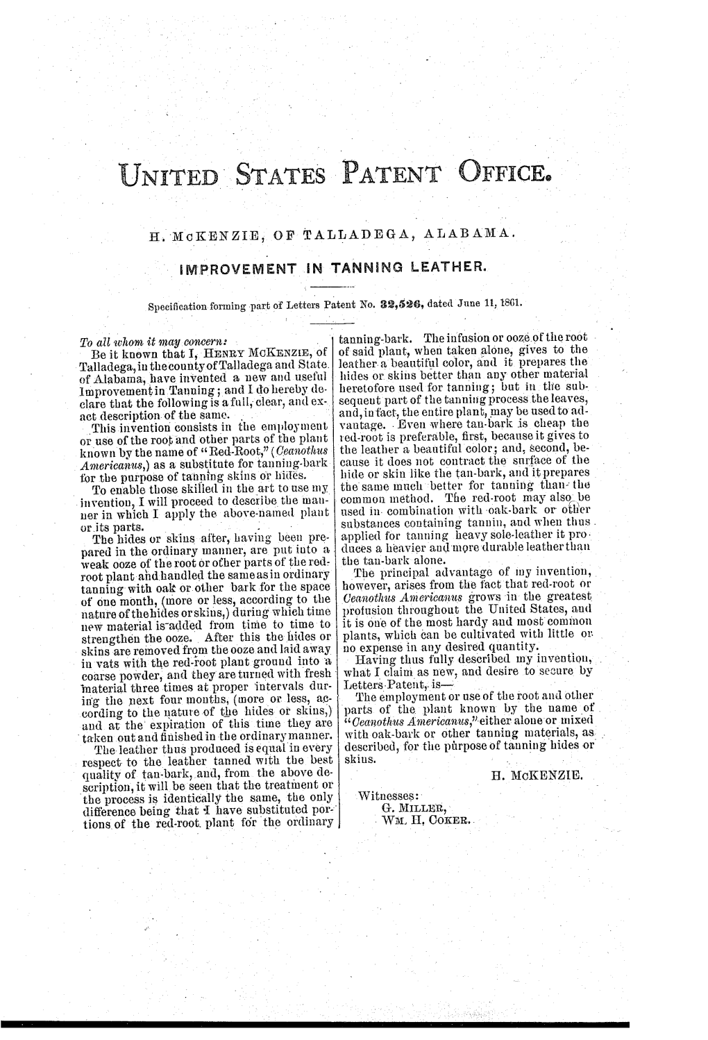 United States Patent Office. H