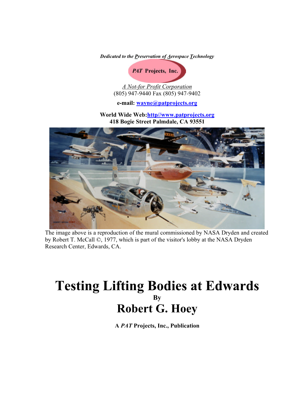 Testing Lifting Bodies at Edwards by Robert G