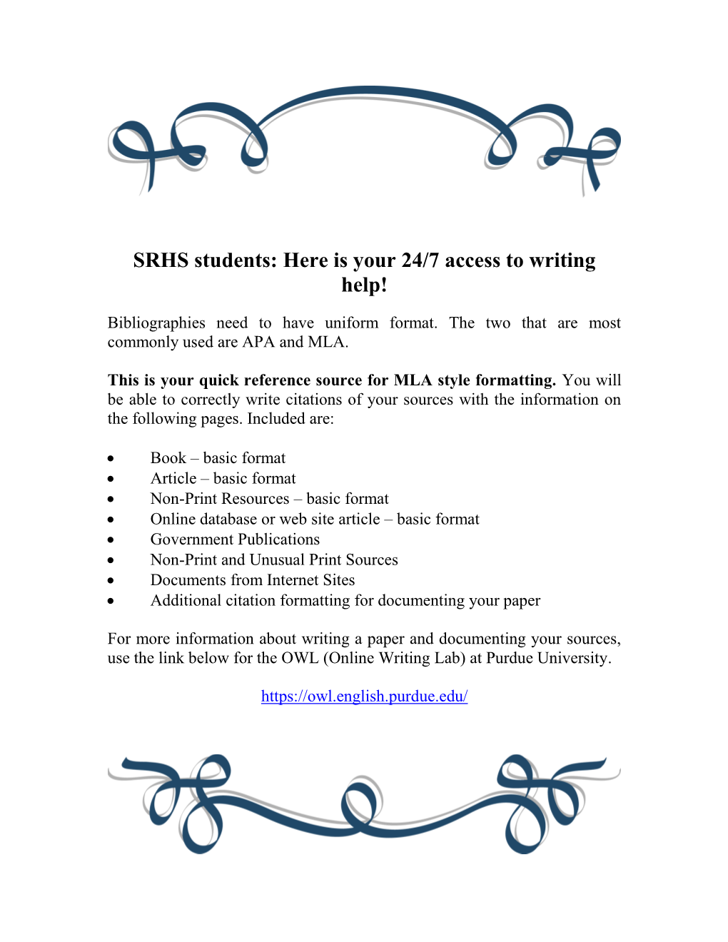 A University Writing Center Mini-Course Mla – Research Documentation