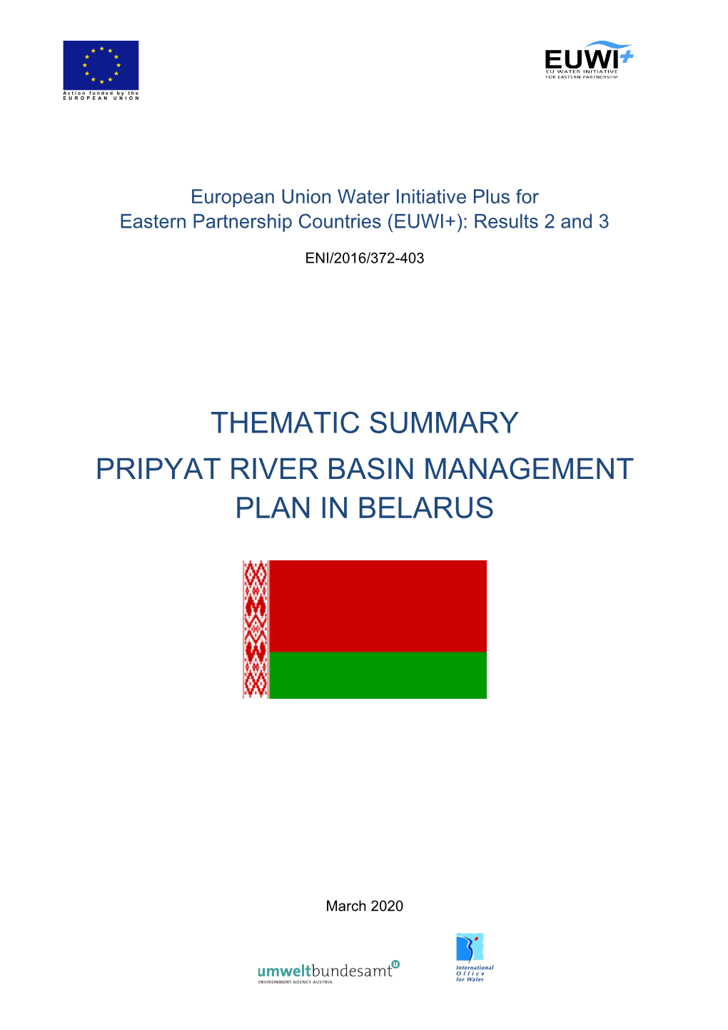 Thematic Summary Pripyat River Basin Management Plan in Belarus
