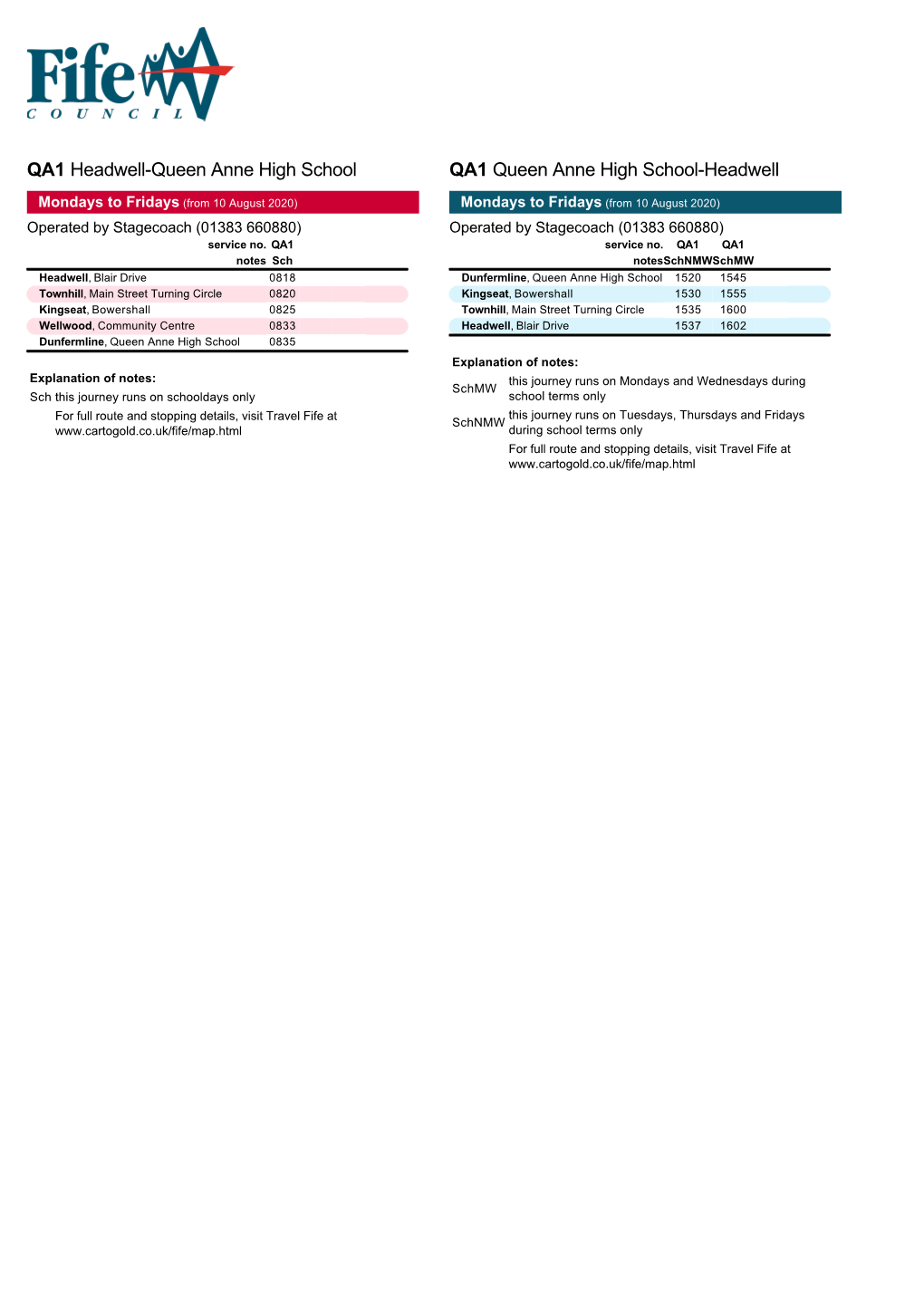 Bus Timetables 2020-21