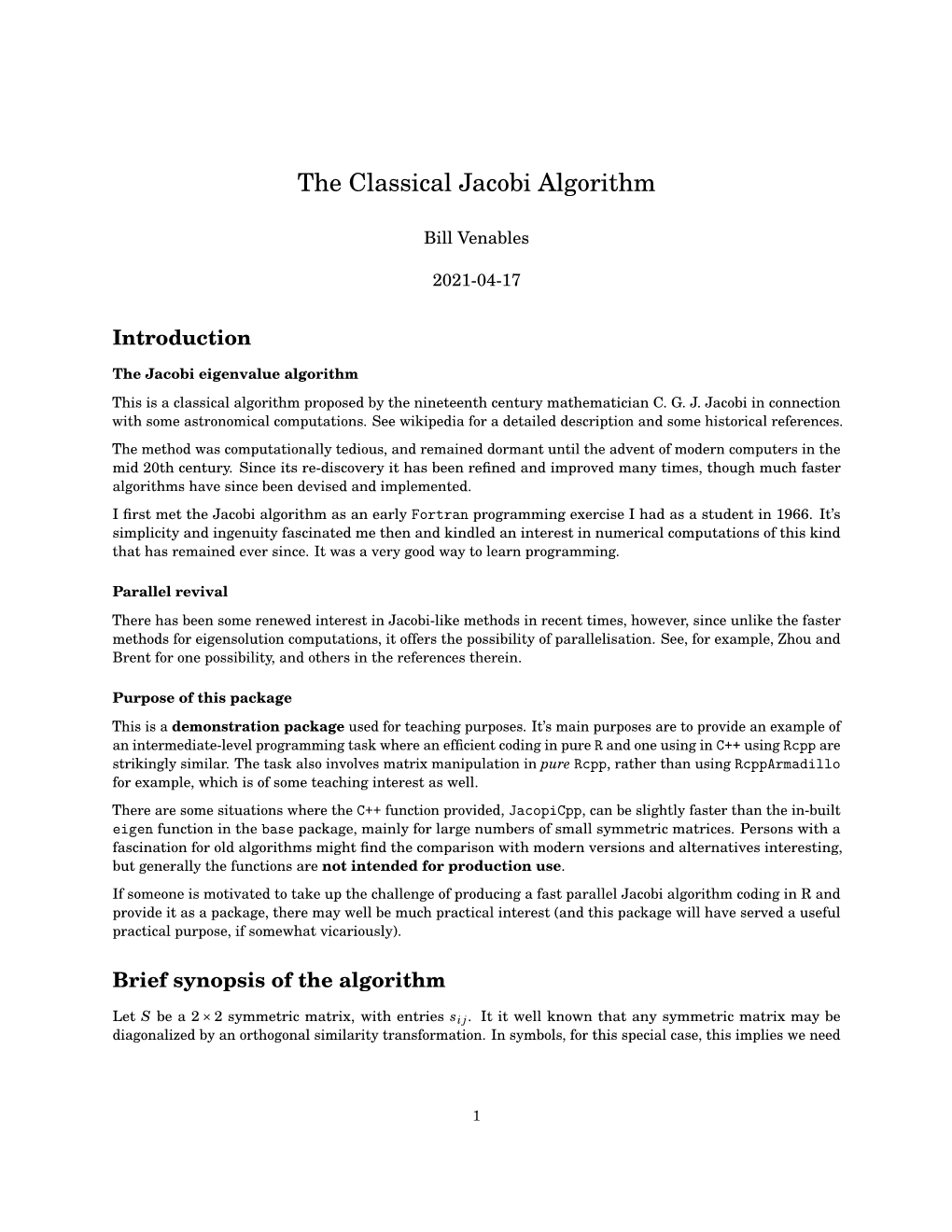 The Classical Jacobi Algorithm