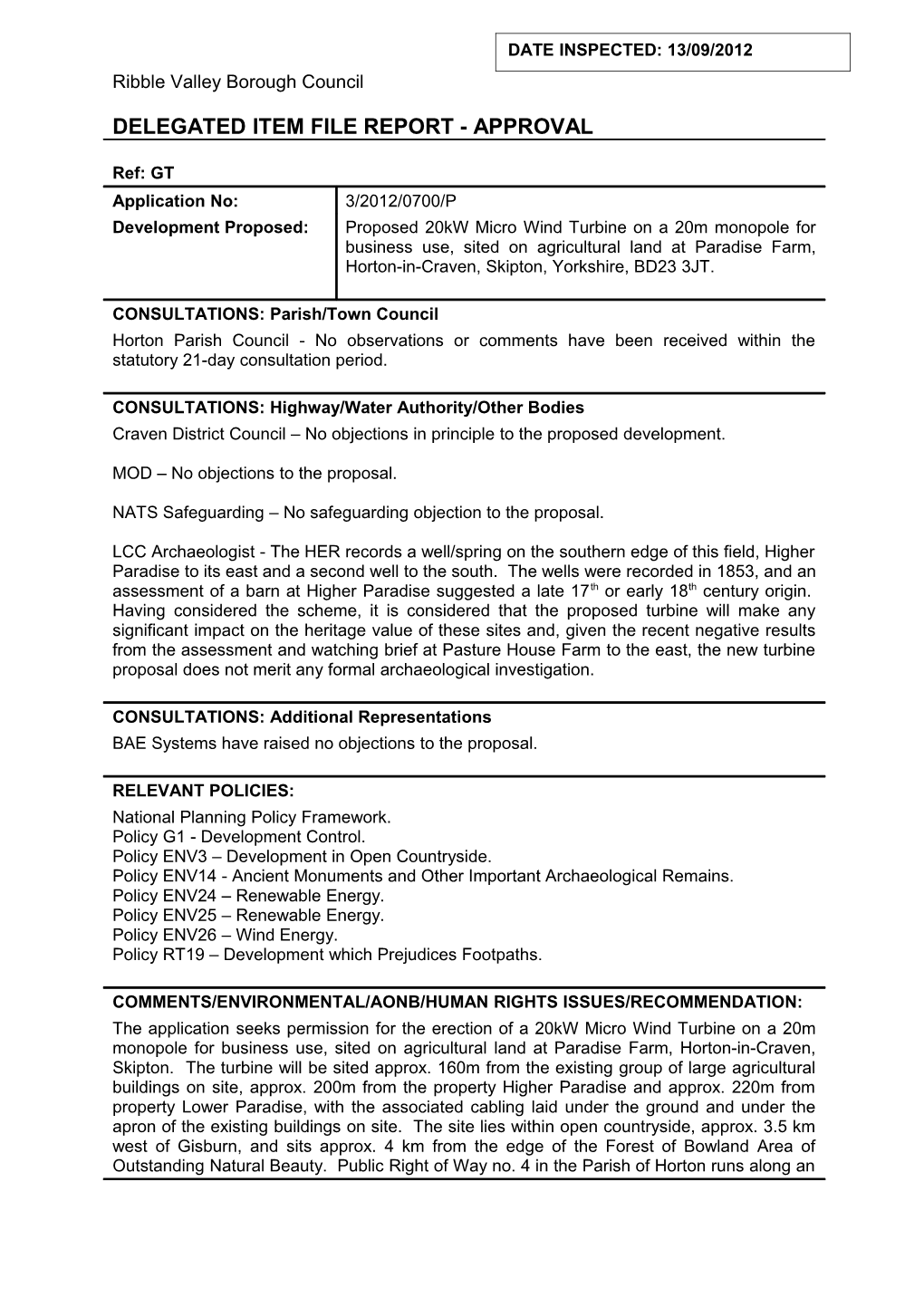 Ribble Valley Borough Council s18