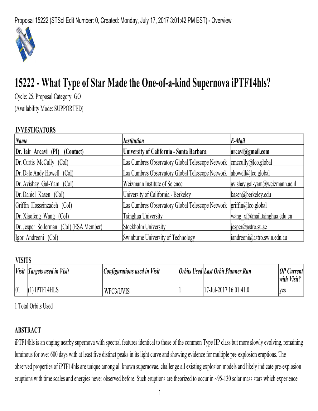 15222 (Stsci Edit Number: 0, Created: Monday, July 17, 2017 3:01:42 PM EST) - Overview