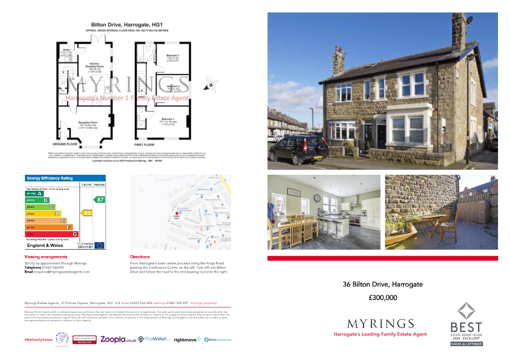 36 Bilton Drive, Harrogate £300,000 Myrings Estate Agents, 10 Princes Square, Harrogate, HG1 1LX Sales 01423 566 400 Lettings 01423 569 007 Myrings.Property