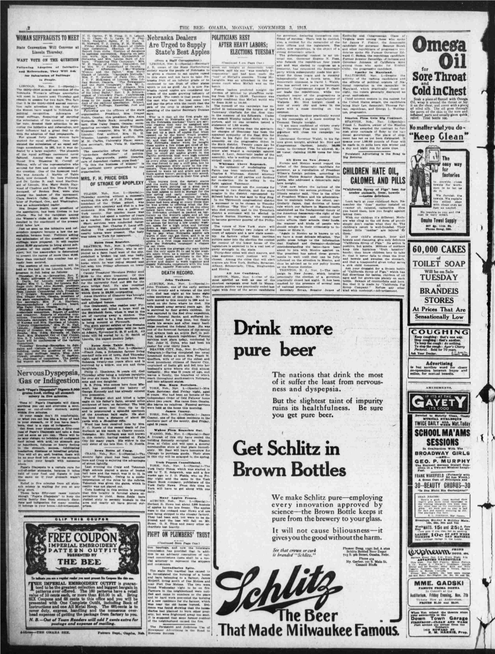 Pure Beer-- Strictly Glassy Or What You Eat Ilea Like a Rump Ot Lead the Bird from a Distance of Ono of the Oldest Residents in Uie Srrjsioax