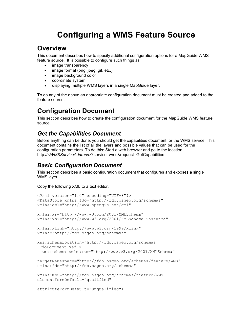 Configuring A WMS Feature Source