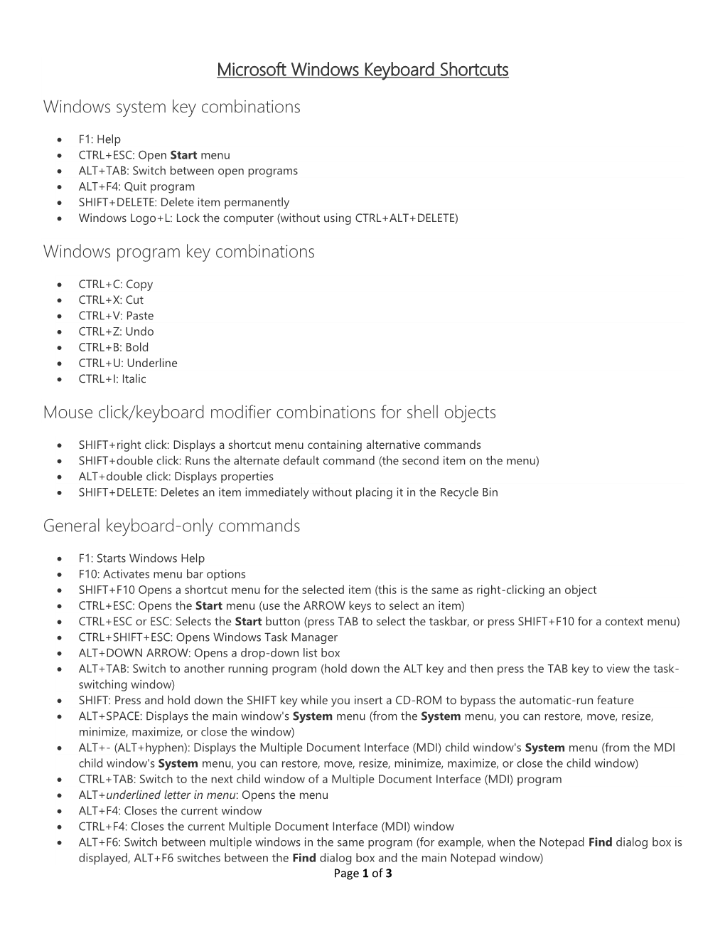 Microsoft Windows Keyboard Shortcuts Windows System Key