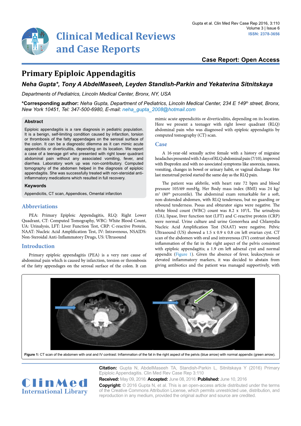 Primary Epiploic Appendagitis