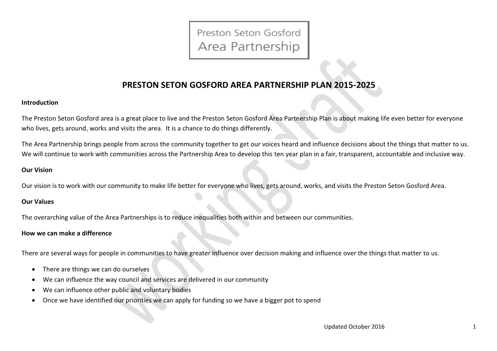 Preston Seton Gosford Area Partnership Plan 2015-2025