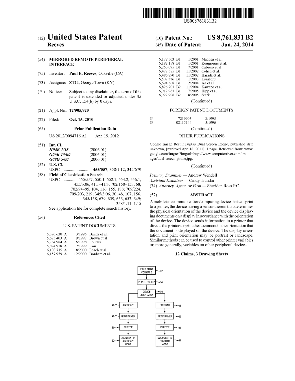 (12) United States Patent (10) Patent No.: US 8,761,831 B2 Reeves (45) Date of Patent: Jun