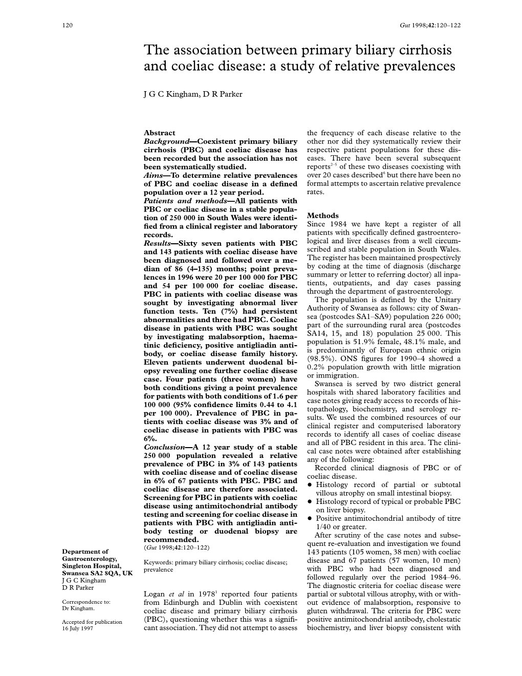 The Association Between Primary Biliary Cirrhosis and Coeliac Disease: a Study of Relative Prevalences