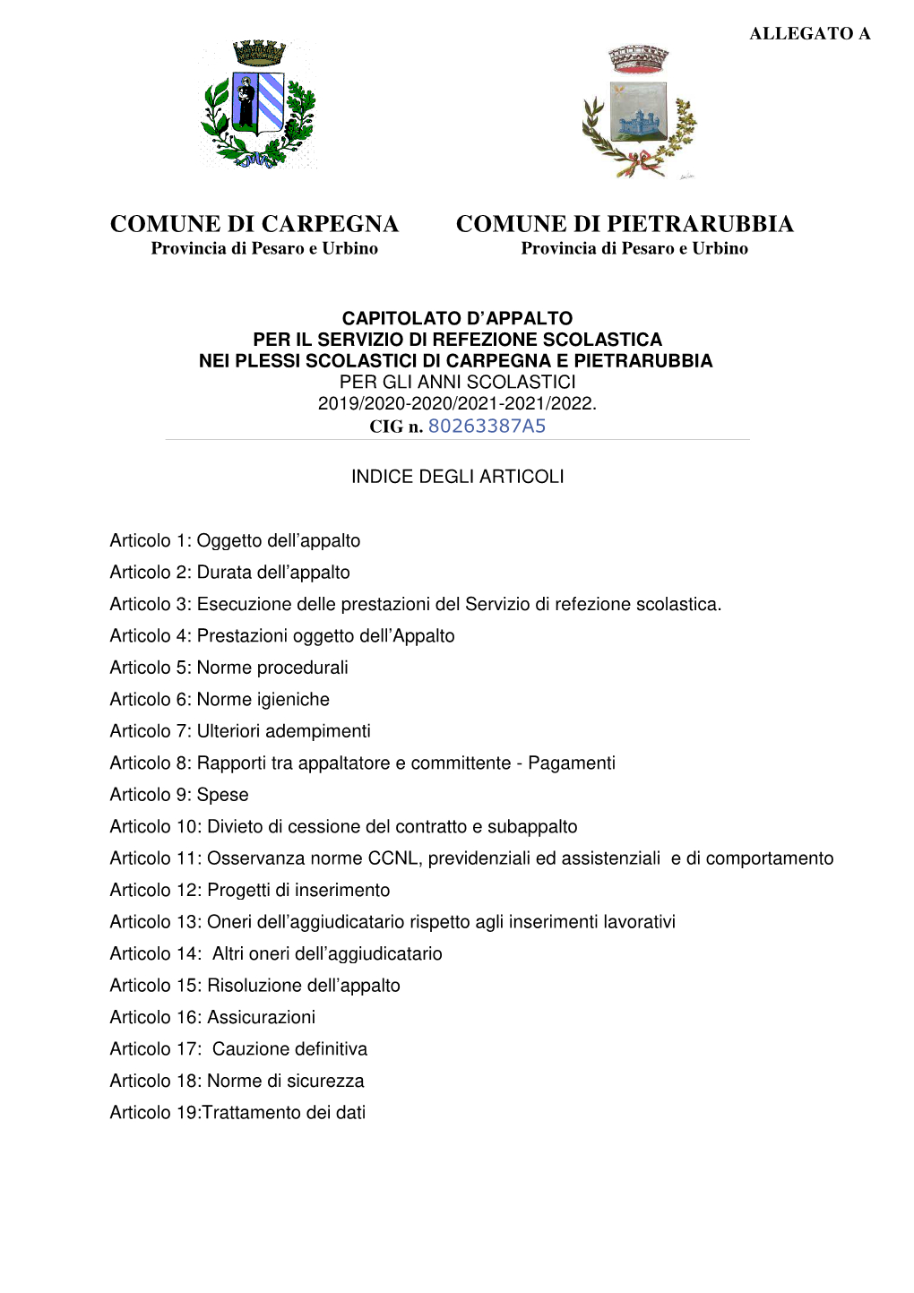 COMUNE DI CARPEGNA COMUNE DI PIETRARUBBIA Provincia Di Pesaro E Urbino Provincia Di Pesaro E Urbino