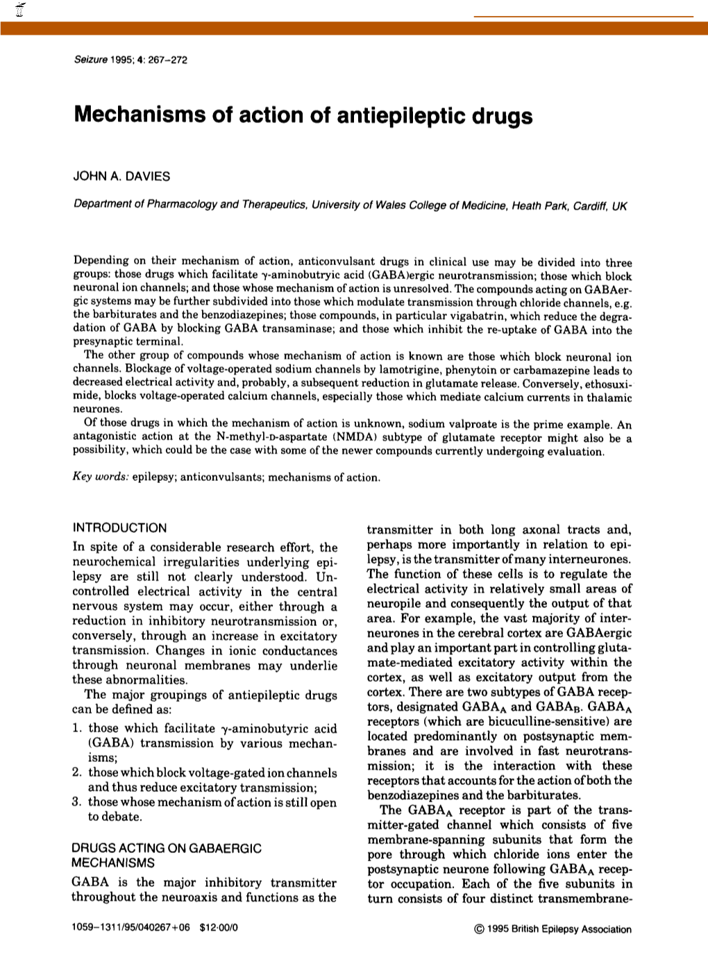 Mechanisms of Action of Antiepileptic Drugs