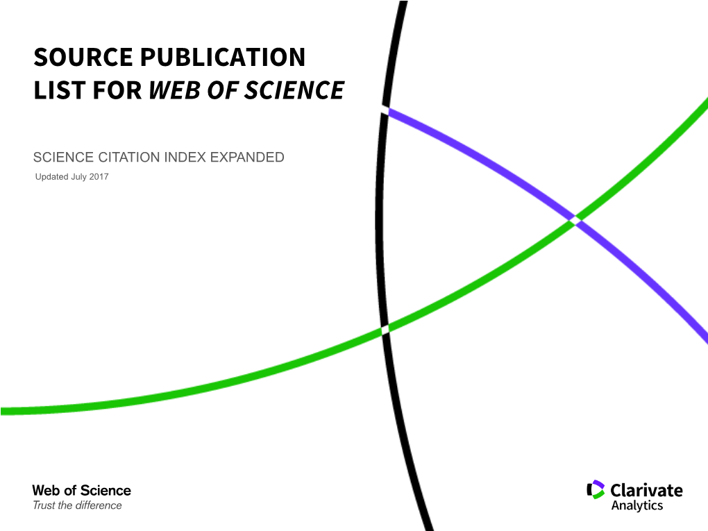 Source Publication List for Web of Science