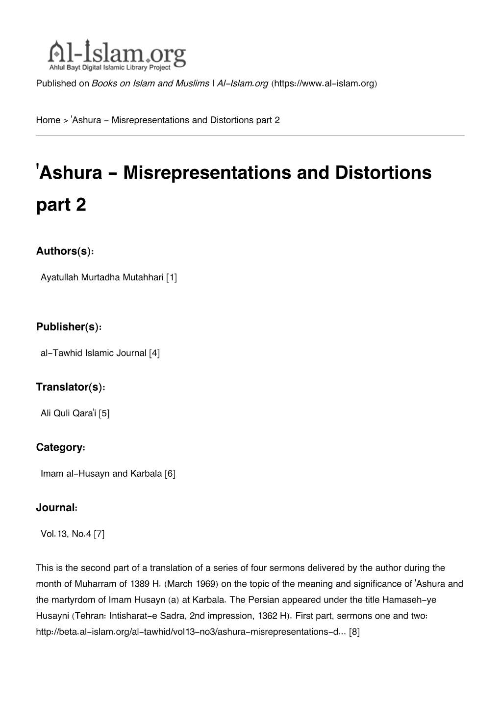 Ashura - Misrepresentations and Distortions Part 2