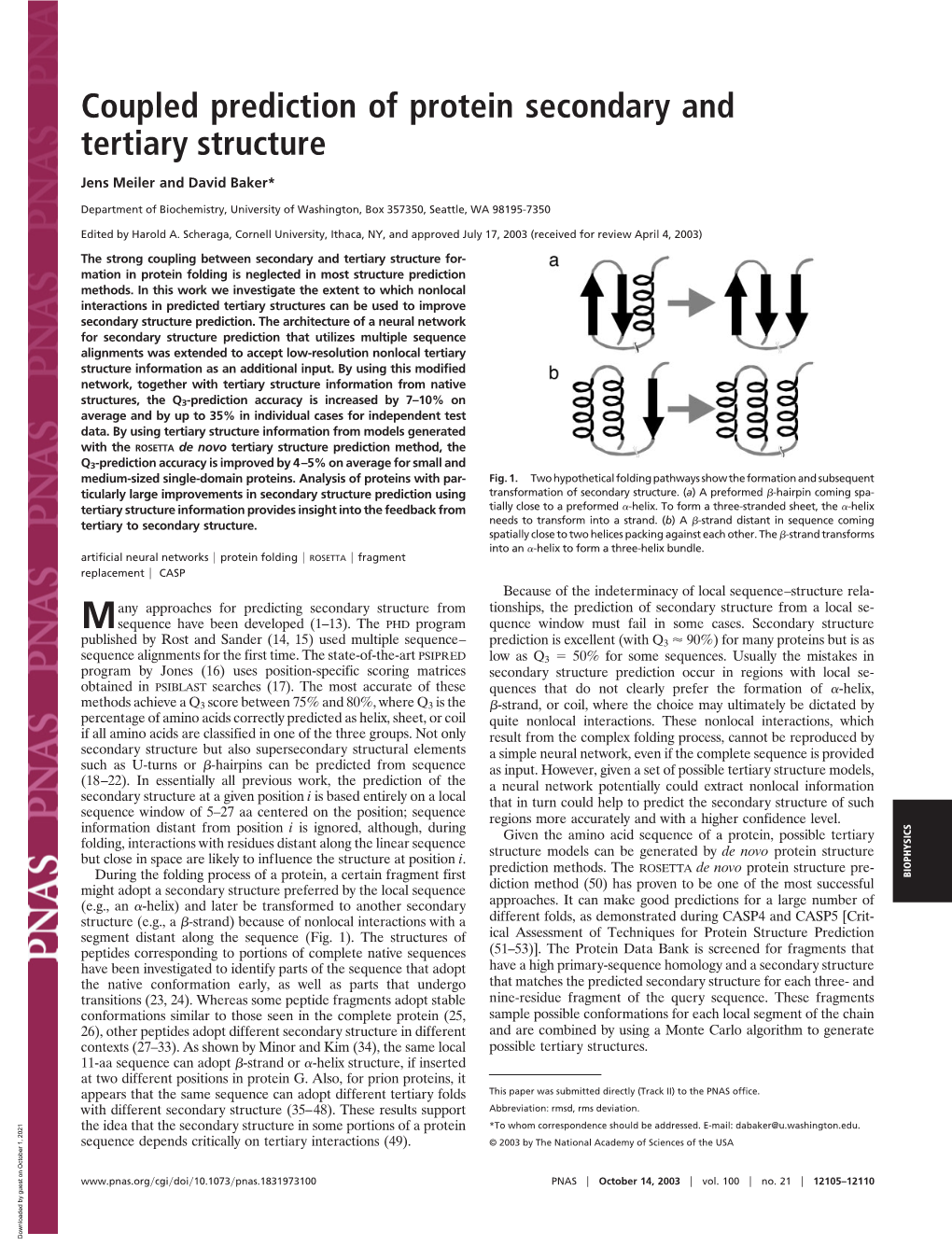 Coupled Prediction of Protein Secondary and Tertiary Structure