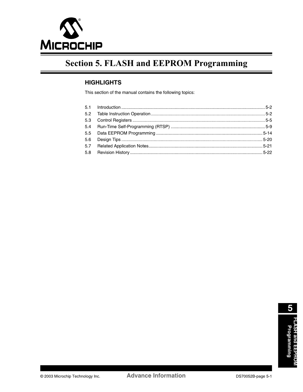 Section 5. FLASH and EEPROM Programming