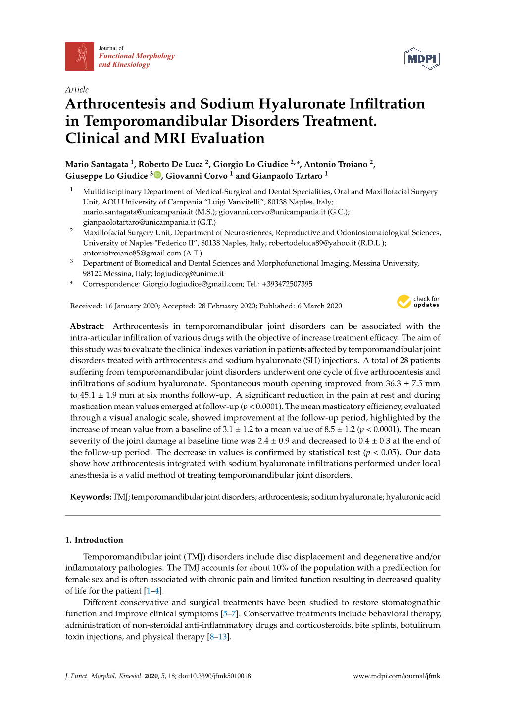 Arthrocentesis and Sodium Hyaluronate Infiltration In