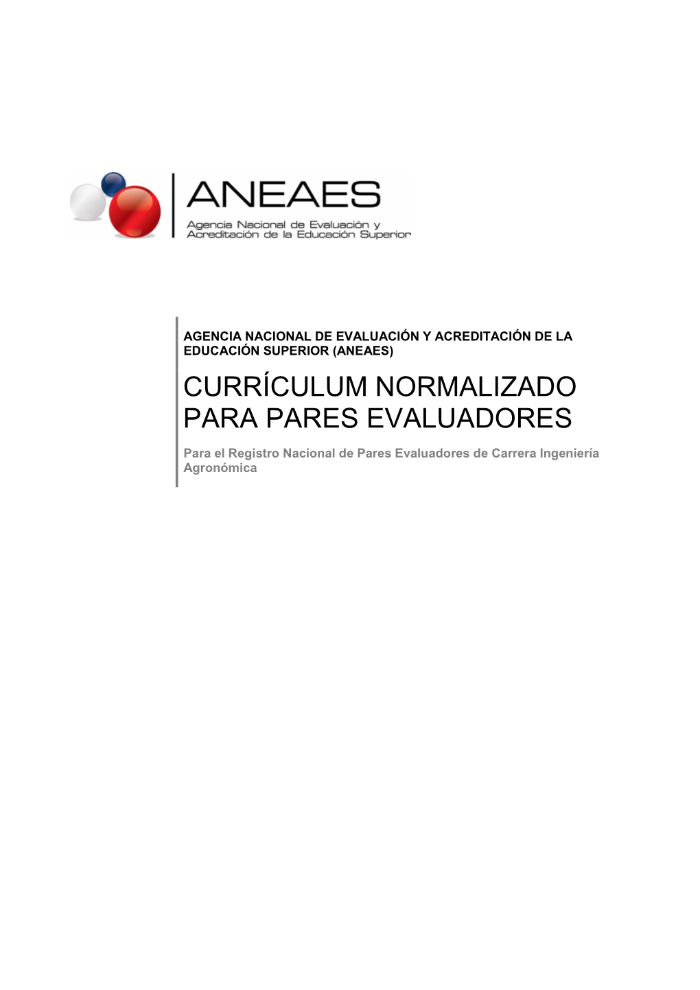 Currículum Normalizado Para Pares Evaluadores