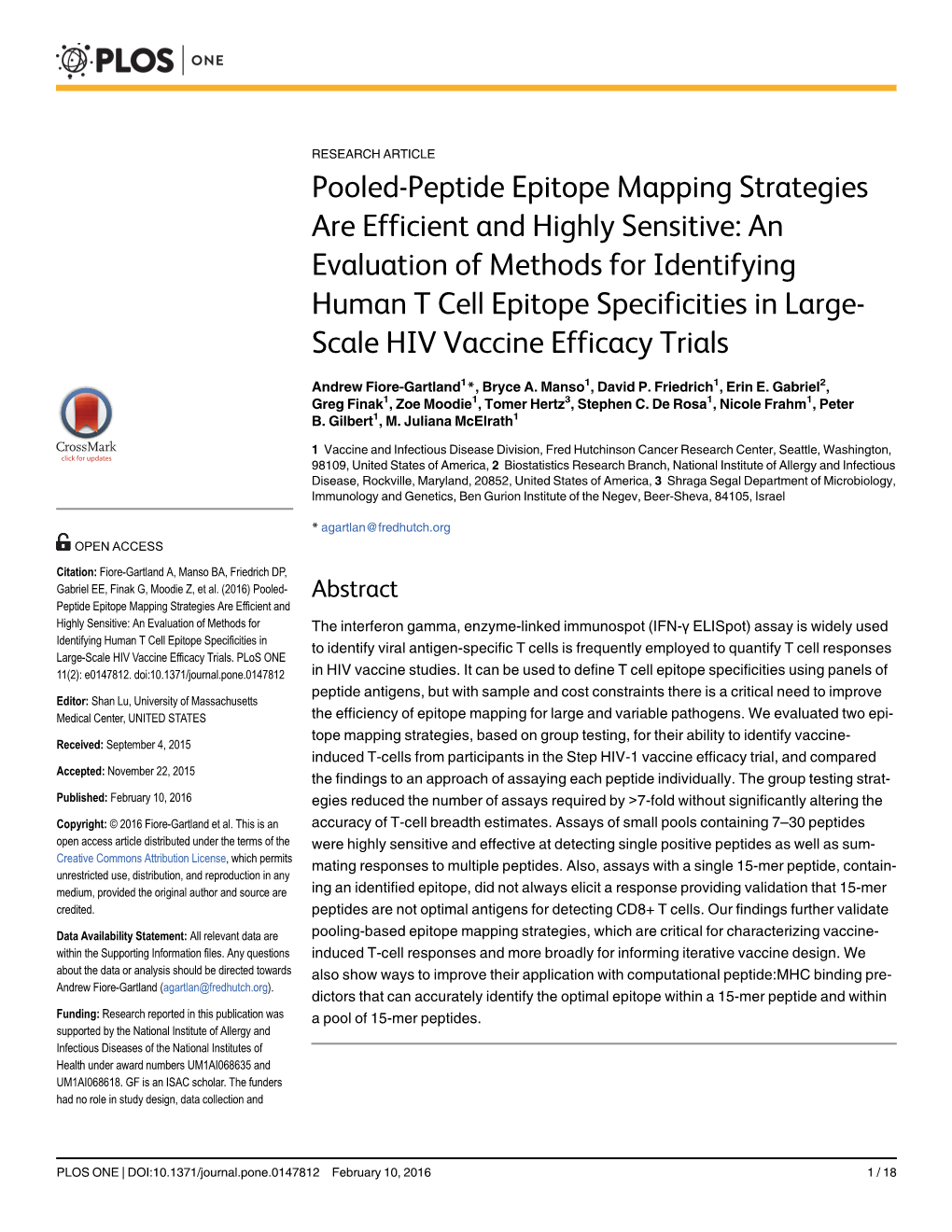 Pooled-Peptide Epitope Mapping Strategies Are Efficient and Highly Sensitive
