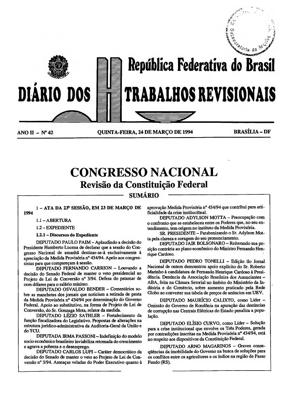B C. Do DIARIO DOS Repduica Federativa Do Brasil TRABALHOS