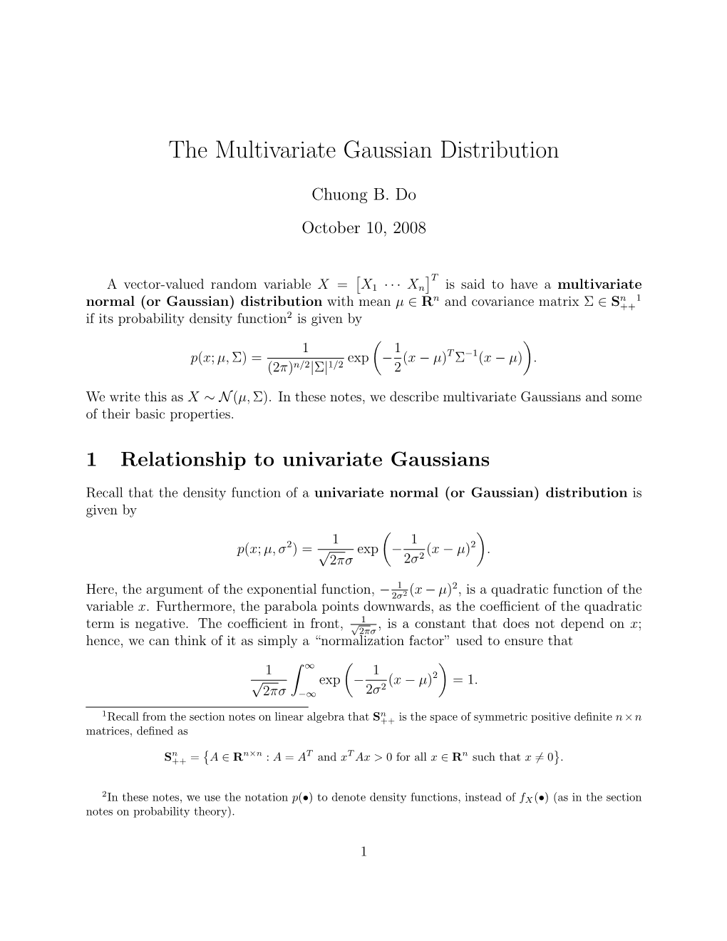 The Multivariate Gaussian Distribution