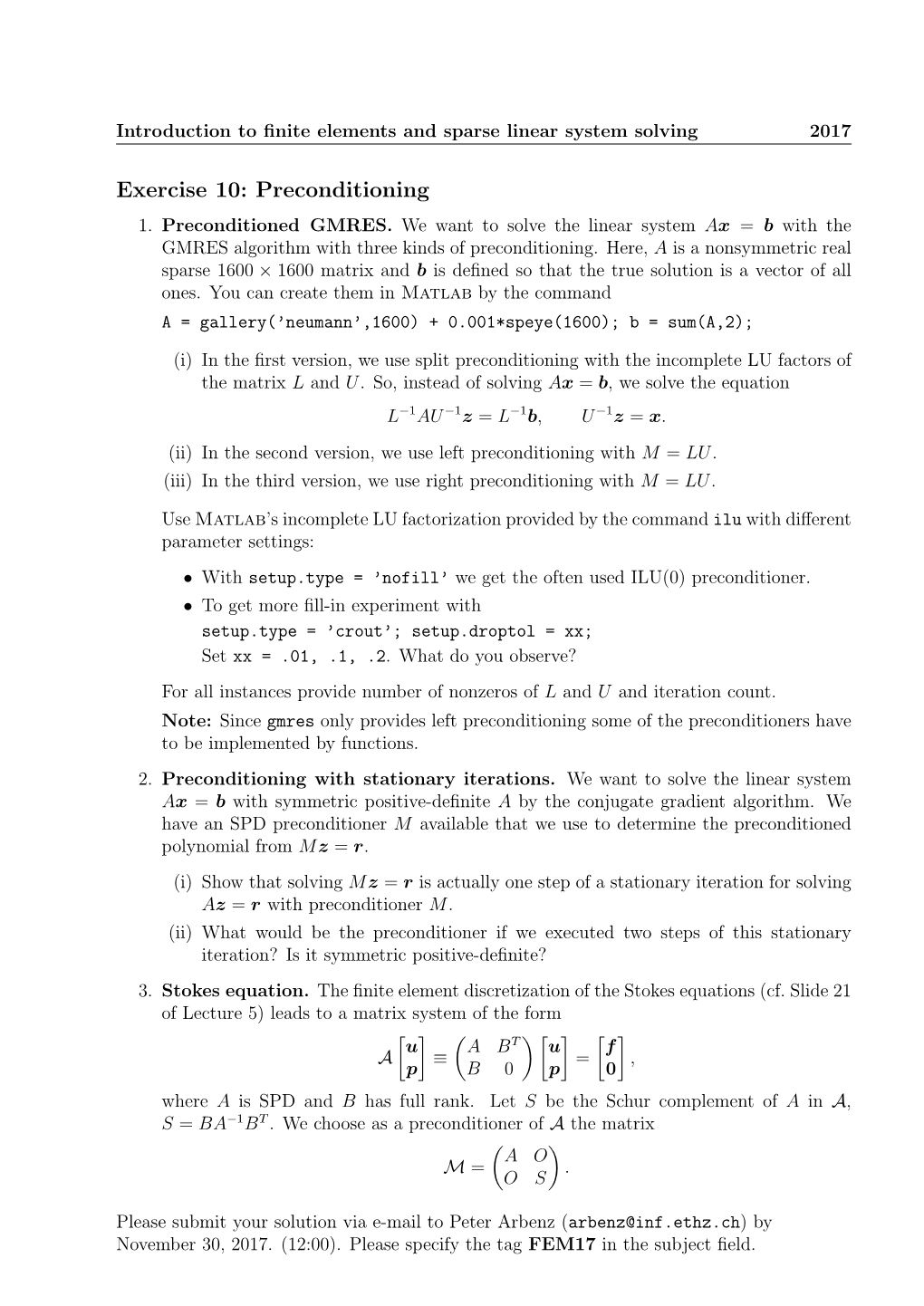 Exercise 10: Preconditioning 1