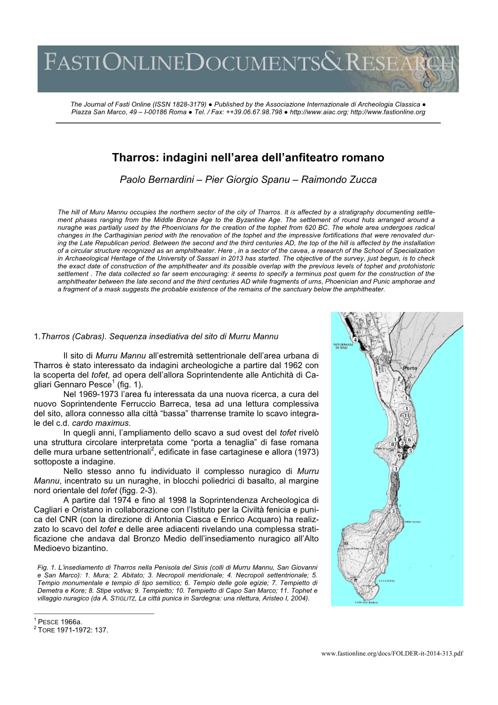 Tharros: Indagini Nell'area Dell'anfiteatro Romano