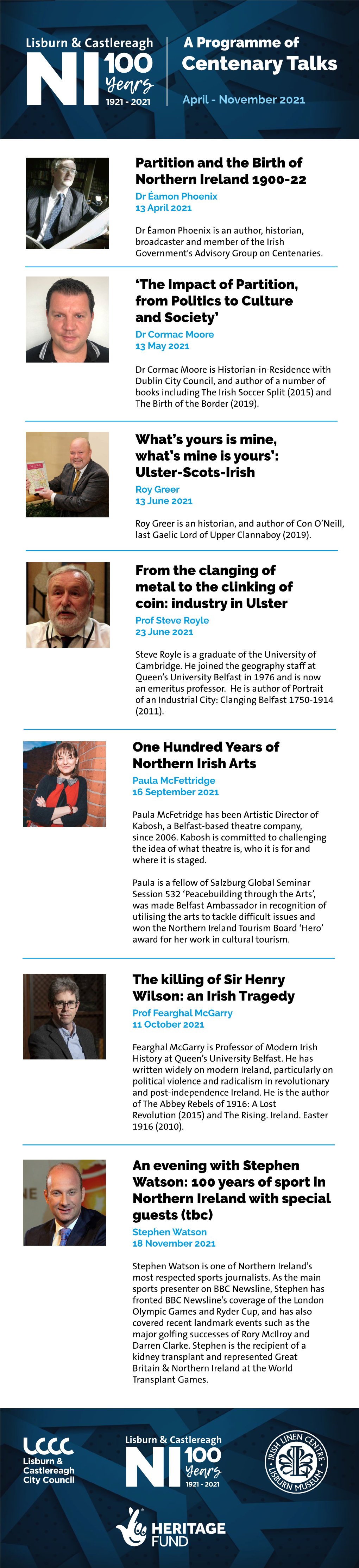 Centenary Talks Years NI 1921 - 2021 April - November 2021