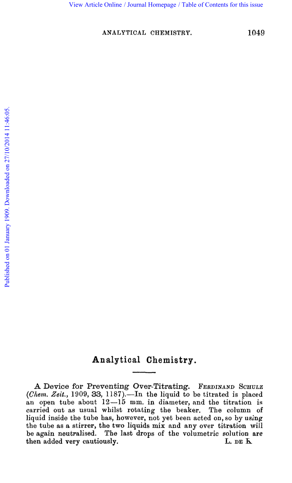 ANALYTICAL CHEMISTRY. 1049 Published on 01 January 1909