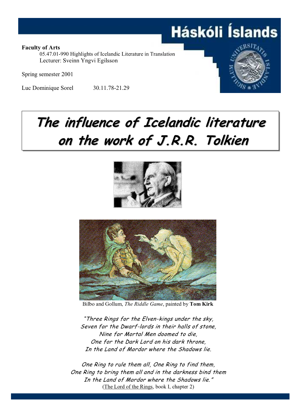 The Influence of Icelandic Literature