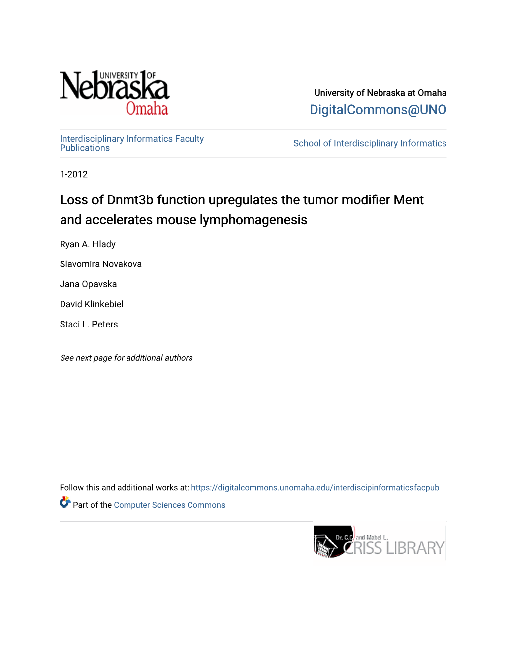 Loss of Dnmt3b Function Upregulates the Tumor Modifier Ment and Accelerates Mouse Lymphomagenesis