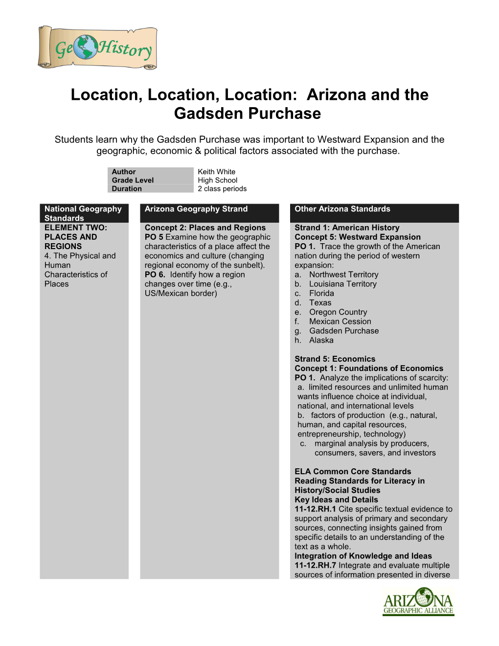 Location, Location, Location: Arizona and the Gadsden Purchase