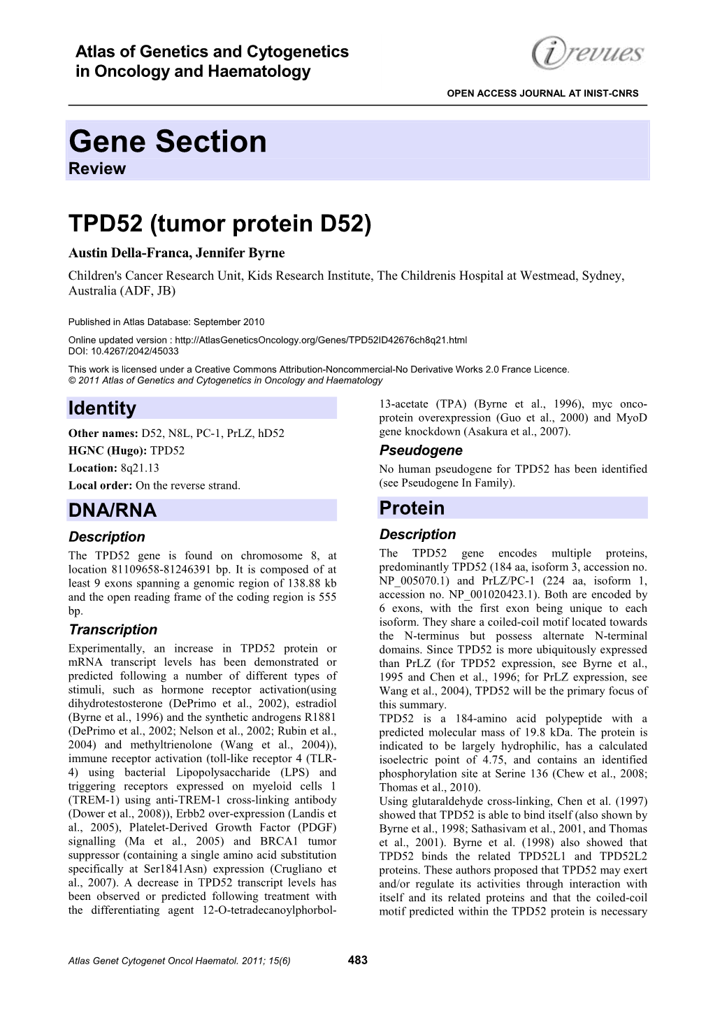 Gene Section Review