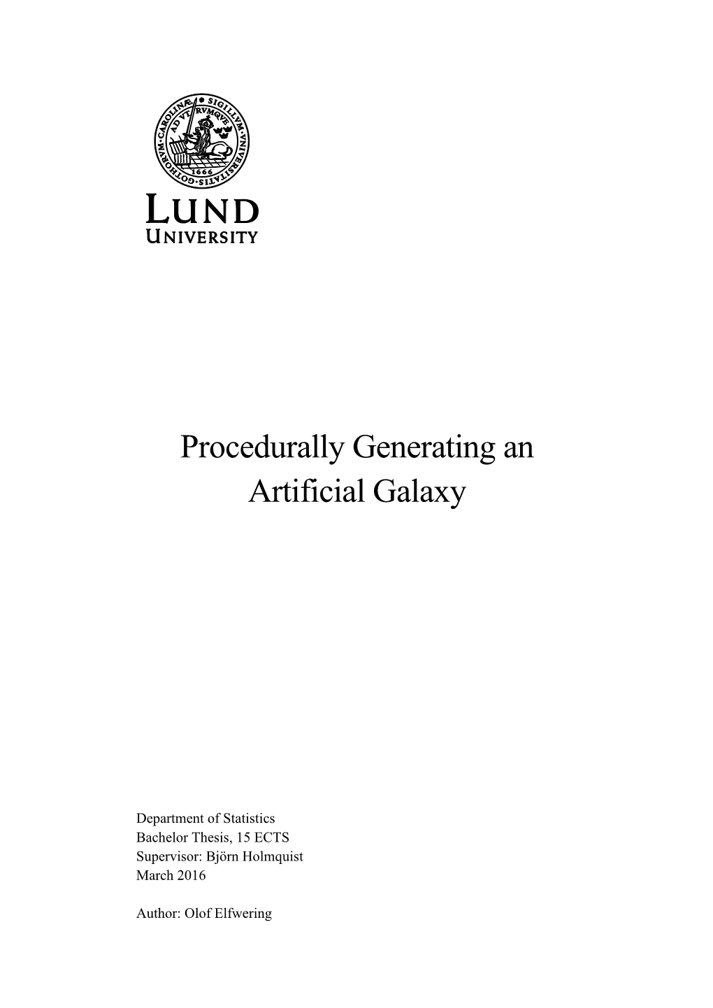 Procedurally Generating an Artificial Galaxy