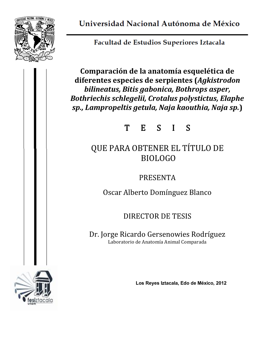 T E S I S Que Para Obtener El Título De Biologo