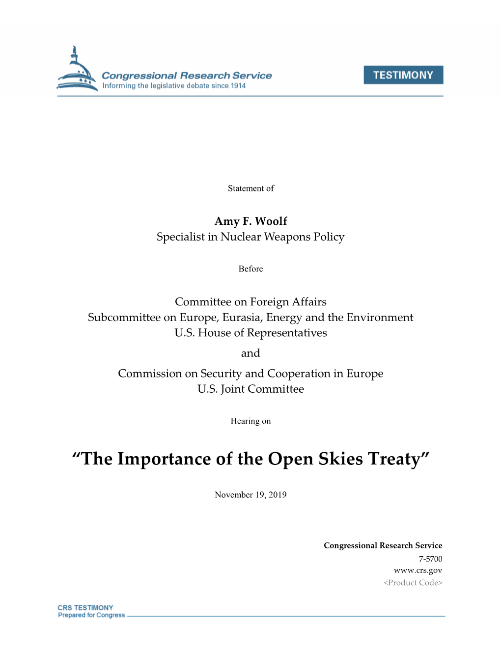 The Importance of the Open Skies Treaty”
