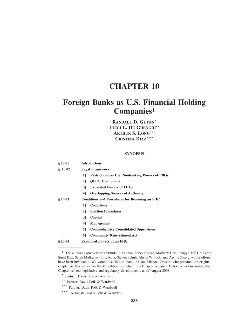 Foreign Banks As U.S. Financial Holding Companies (Chapter