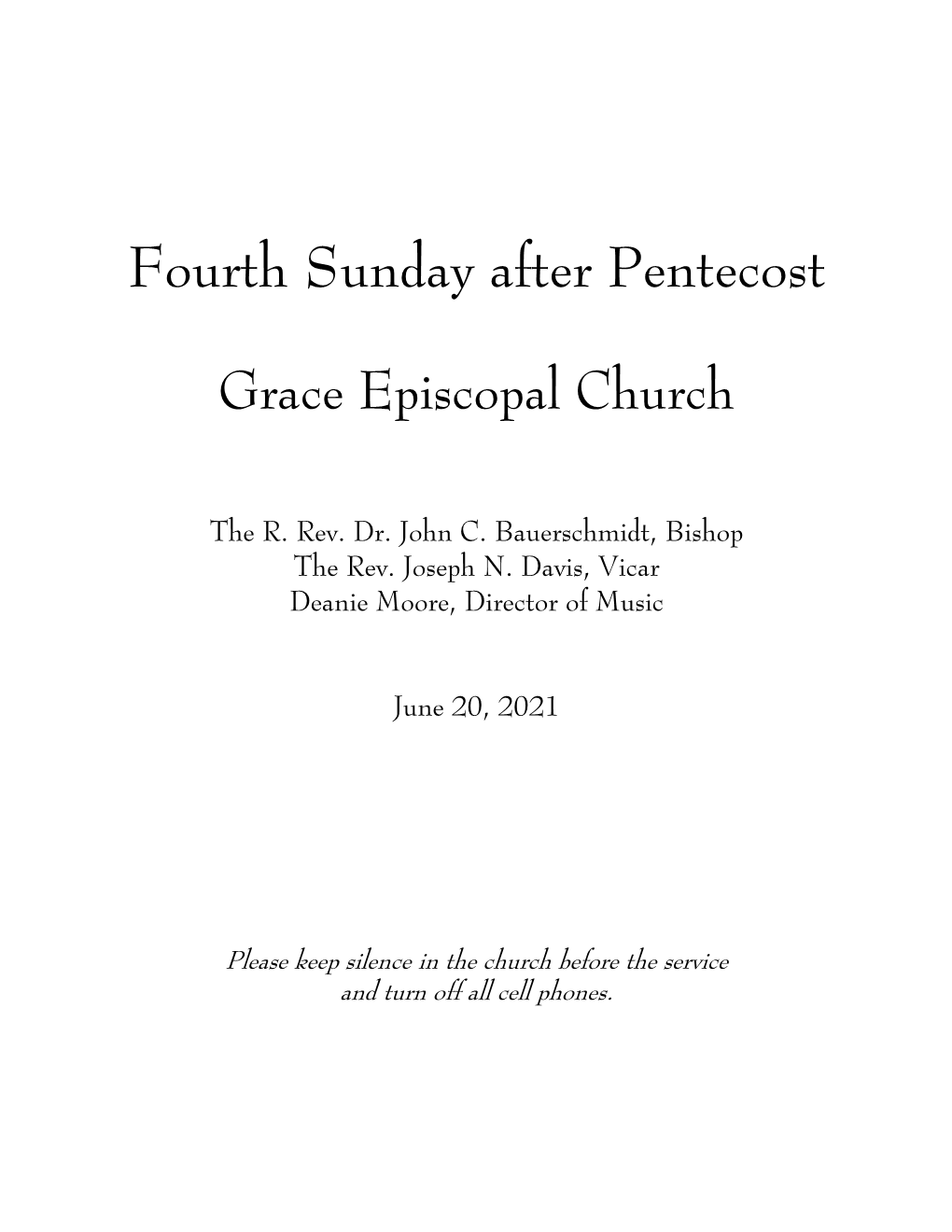 Fourth Sunday After Pentecost (June 20, 2021)