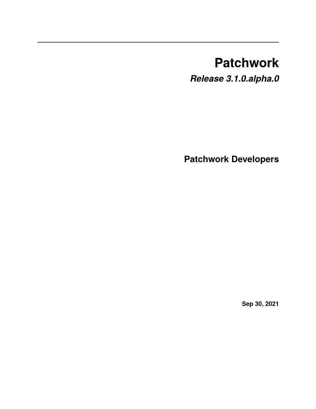 Release 3.1.0.Alpha.0 Patchwork Developers