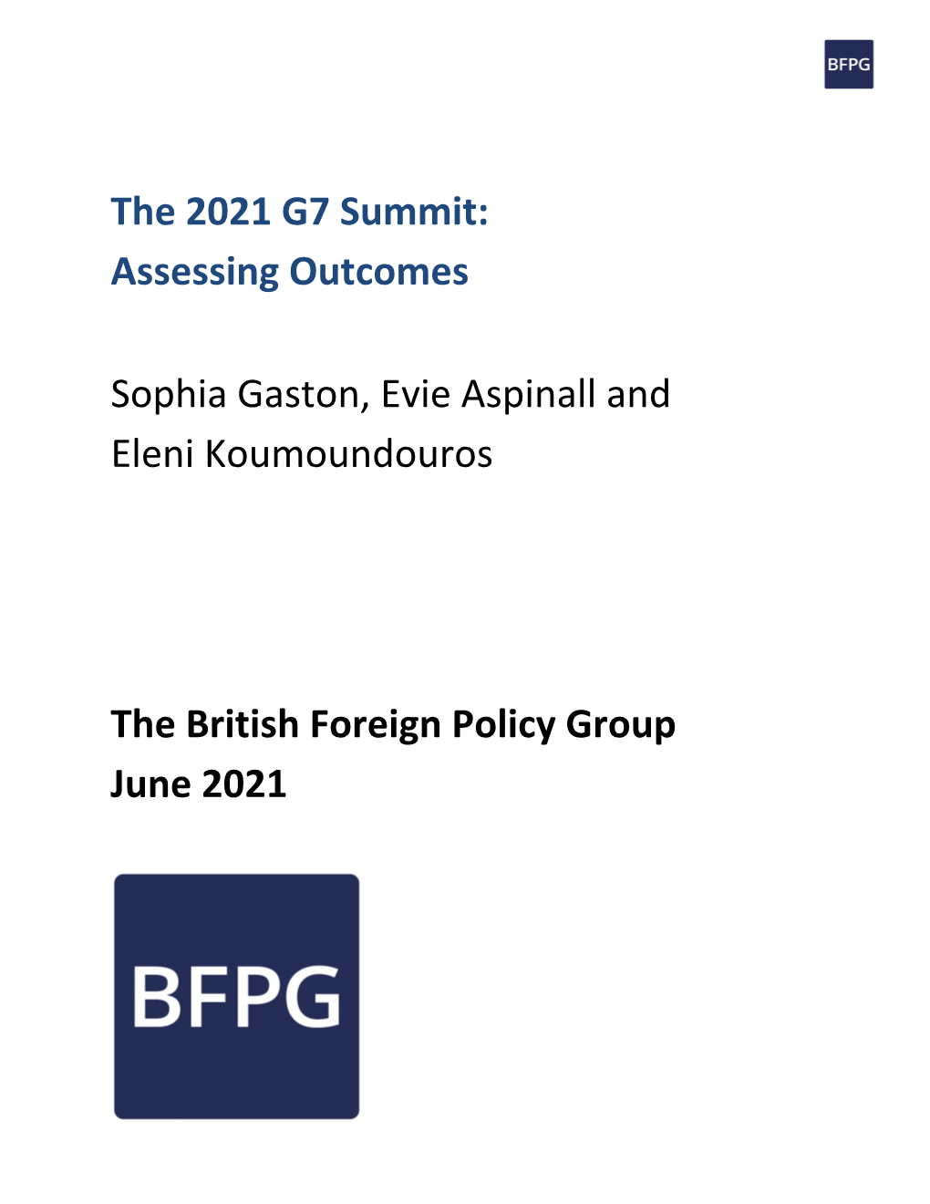 The 2021 G7 Summit: Assessing Outcomes