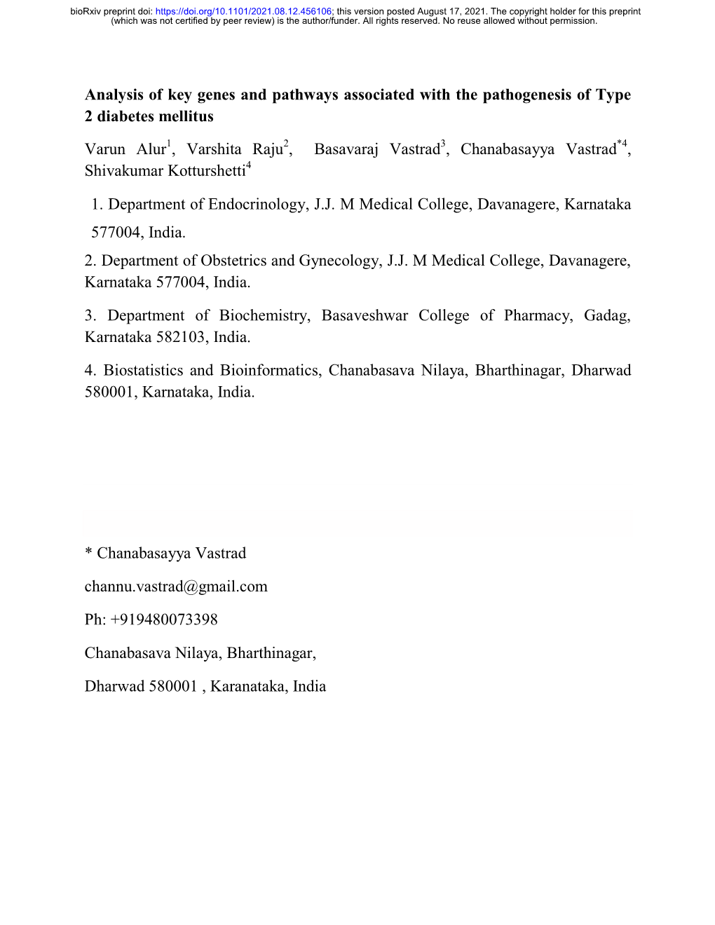 Analysis of Key Genes and Pathways Associated with the Pathogenesis of Type 2 Diabetes Mellitus