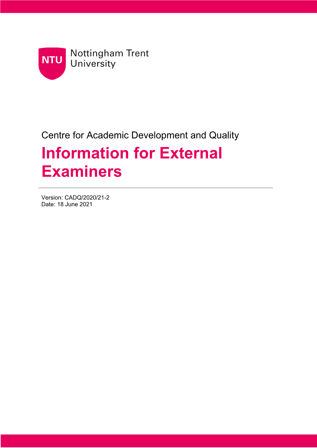 Information for External Examiners