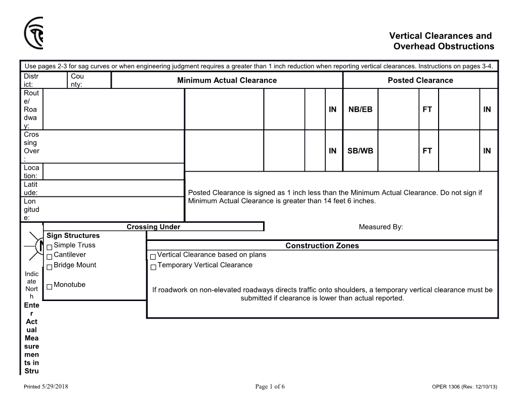 Vertical Clearances and Overhead Obstructions s1