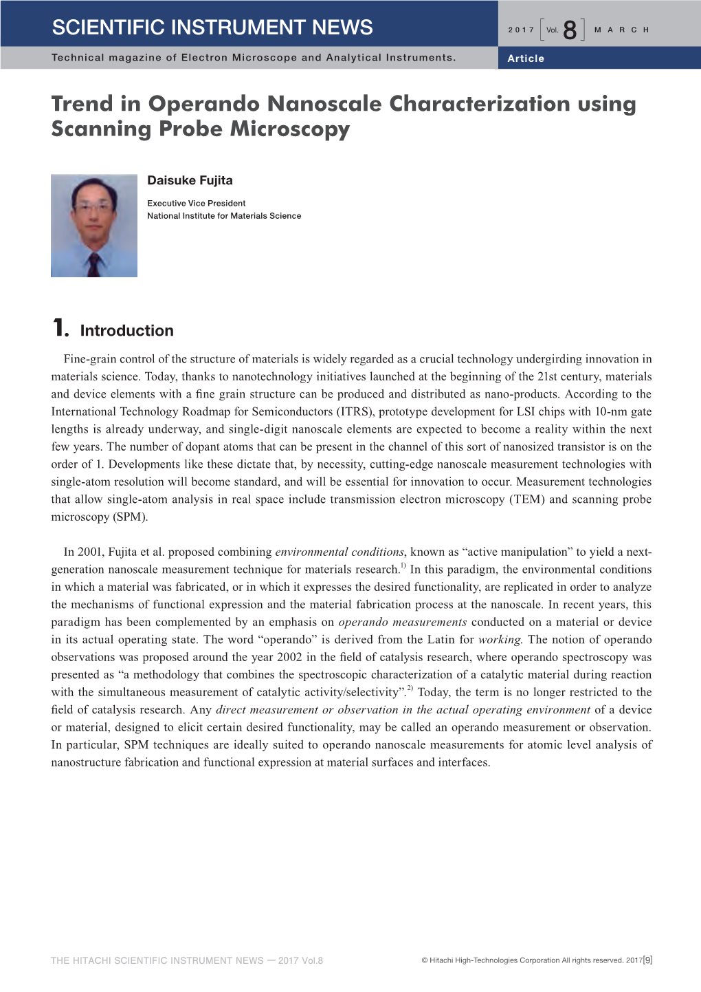 Trend in Operando Nanoscale Characterization Using Scanning Probe Microscopy